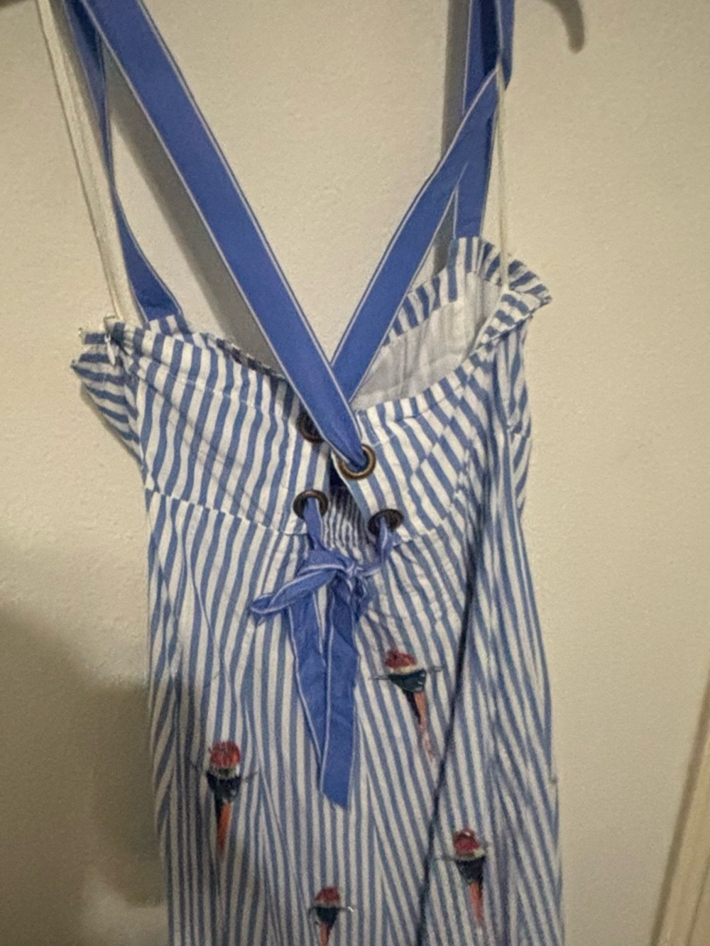 Anthropologie Light Blue & White Striped Parrot-Embroidered Maxi Dress - Picture 6 of 9